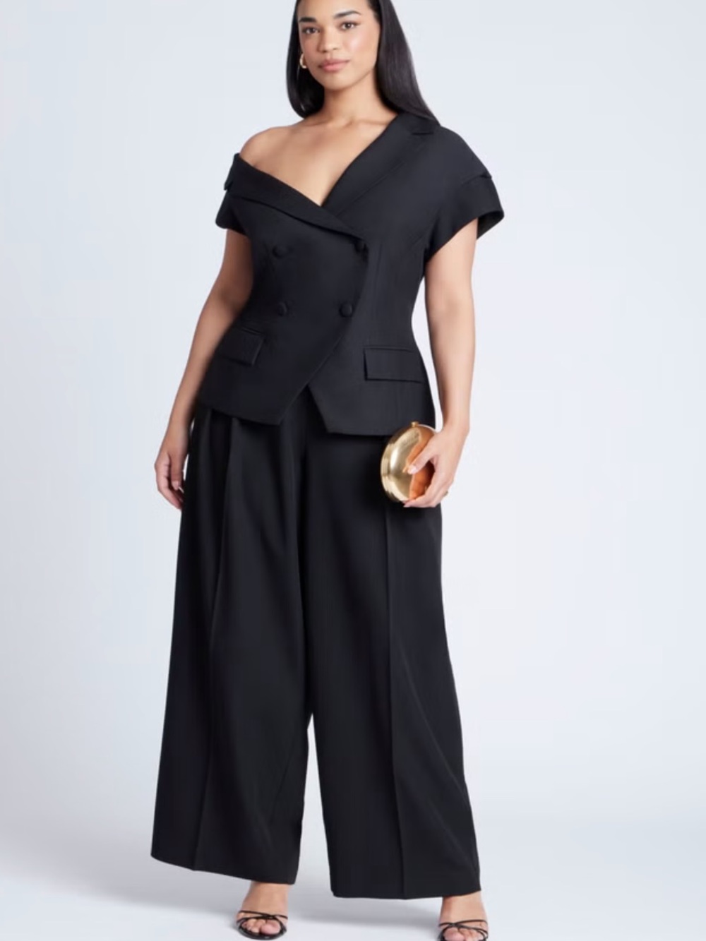 Asym Neckline Short Sleeve Blazer